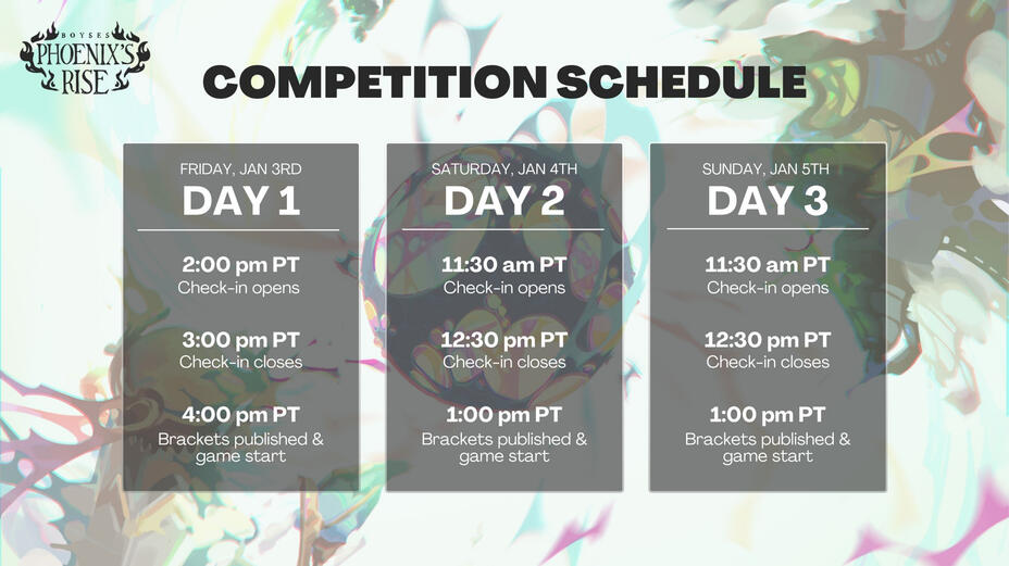 Phoenix&#39;s Rise Tourney Schedule